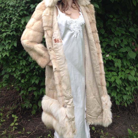 Hooded Real Mink and Fox Fur Princess Long Coat - Picture 10 of 11